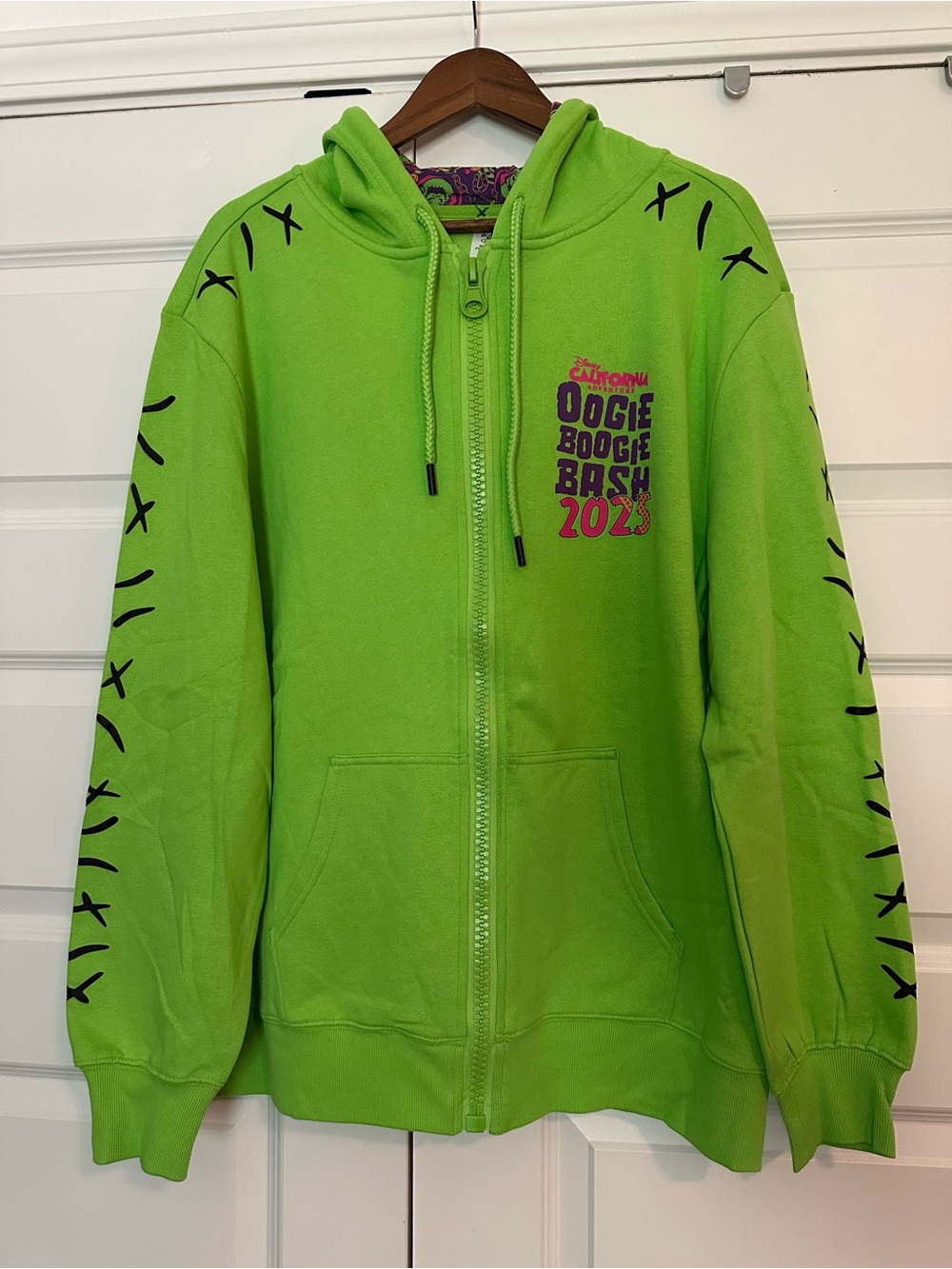 Oogie Boogie Bash 2025 Lime Green Zip Hoodie - L - NWT - Disney NBC
